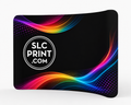 Colorful curved display with 'SLC Print.com' logo on a black background