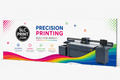  Long SEG display with SLC Print precision printing machine with colorful banner and branding elements.