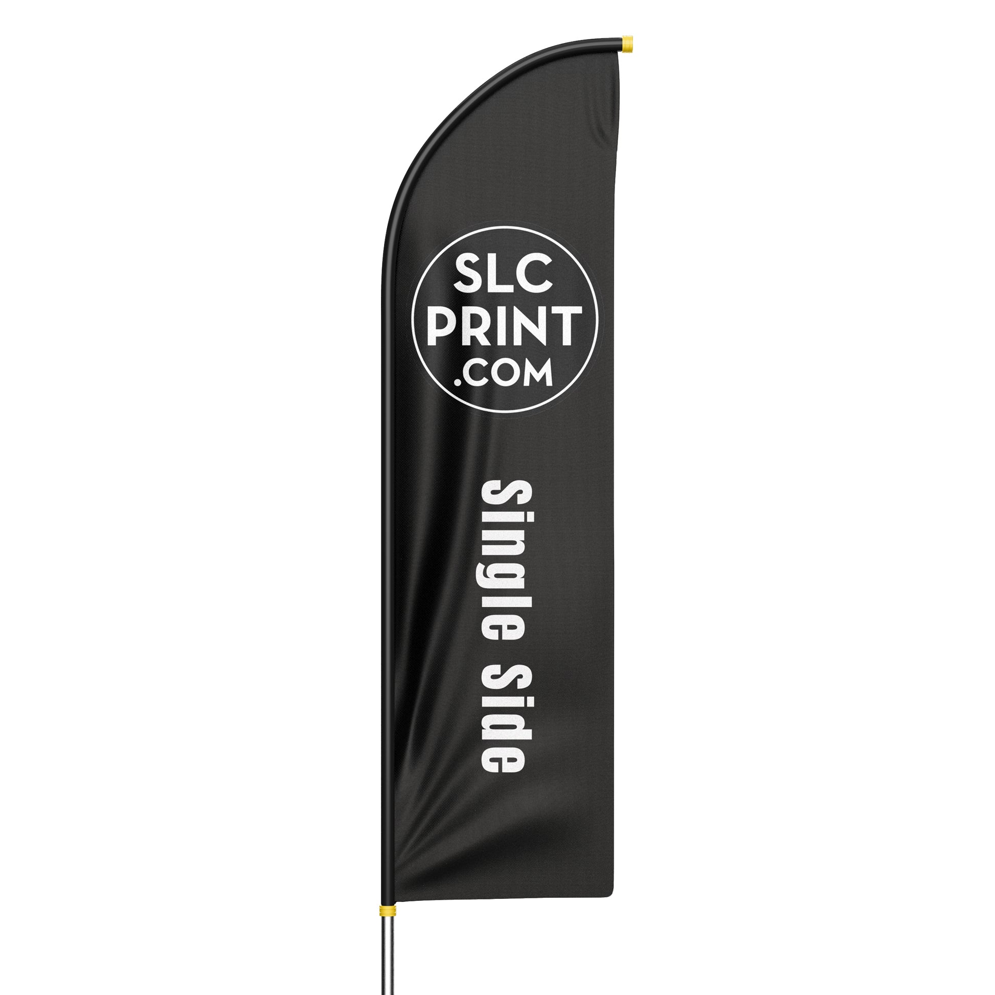 picture of a single side feather flag in front of a white background