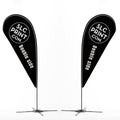 picture of a double side teardrop flag in front of a white background