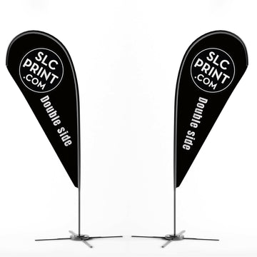 picture of a double side teardrop flag in front of a white background